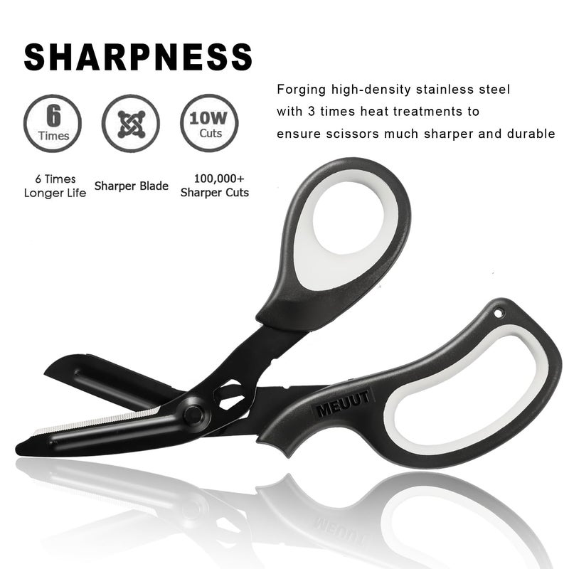 MEUUT 8 inches All Purpose Scissors Multipurpose Heavy Duty Shears, Forged Stainless Steel Utility Industrial Shear Kitchen Scissor for Household, outdoors, EMT - Image 2